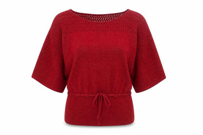 Isela Women's Red Boat Neck Knit Pullover Jumper Size M