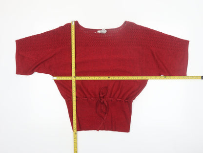 Isela Women's Red Boat Neck Knit Pullover Jumper Size M