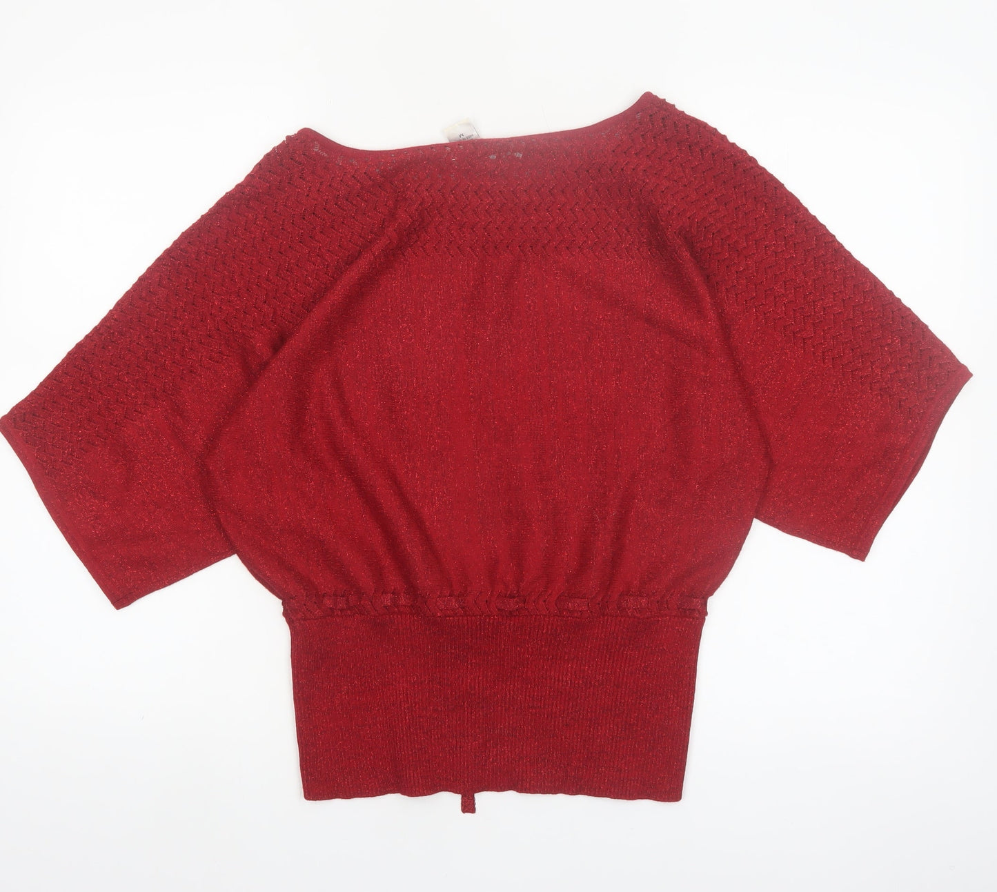 Isela Women's Red Boat Neck Knit Pullover Jumper Size M