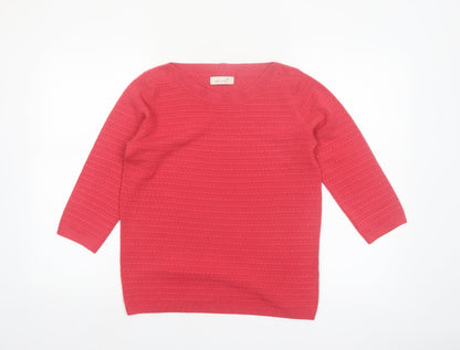 Marks and Spencer Women Pink Size 12 Crew Neck 3/4 Sleeve Jumper