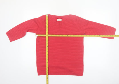 Marks and Spencer Women Pink Size 12 Crew Neck 3/4 Sleeve Jumper
