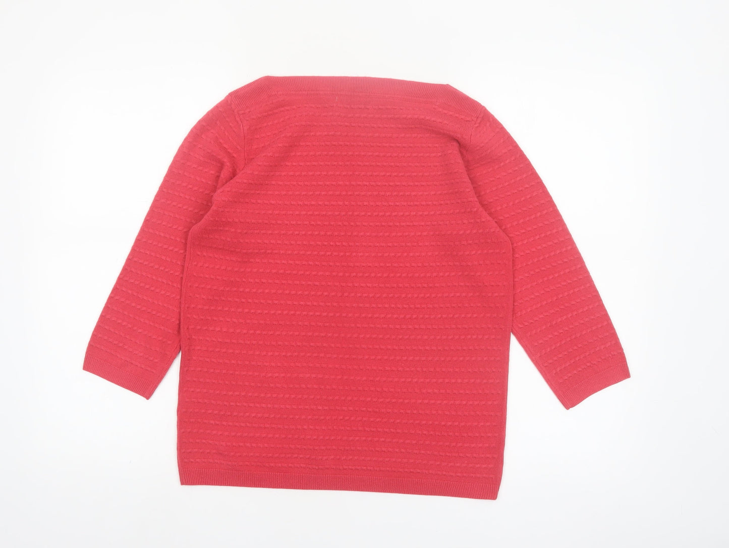 Marks and Spencer Women Pink Size 12 Crew Neck 3/4 Sleeve Jumper