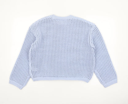 Marks and Spencer Women Blue Open-Knit Polyester Jumper M