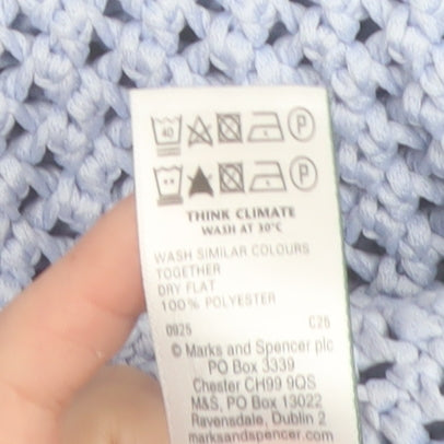 Marks and Spencer Women Blue Open-Knit Polyester Jumper M