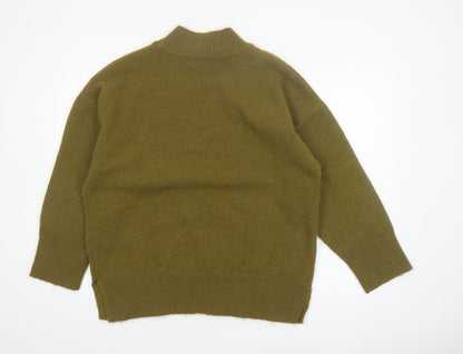 Marks and Spencer Women’s Green Mock Neck Wool Blend Pullover Jumper L