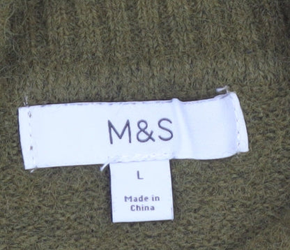 Marks and Spencer Women’s Green Mock Neck Wool Blend Pullover Jumper L