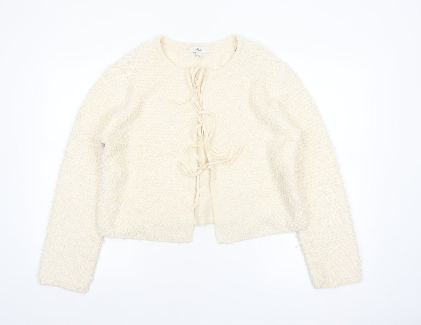 Marks and Spencer Womens Ivory Tie Front Chunky Knit Cardigan M
