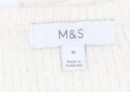 Marks and Spencer Womens Ivory Tie Front Chunky Knit Cardigan M