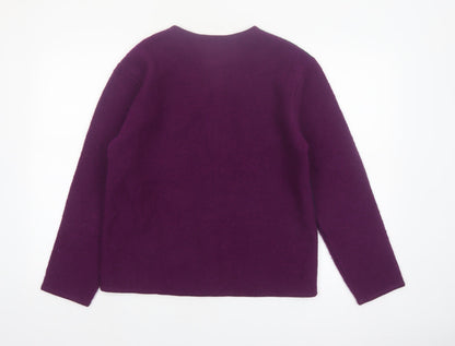 Tabi International Women Purple Wool Full Zip Geometric Jumper S