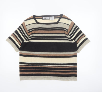 BICE Women’s Multicoloured Striped Short Sleeve Knit Jumper L