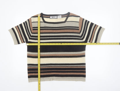 BICE Women’s Multicoloured Striped Short Sleeve Knit Jumper L