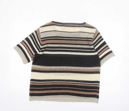 BICE Women’s Multicoloured Striped Short Sleeve Knit Jumper L