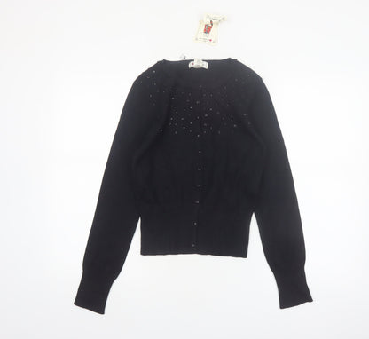 One Step Up Women's Black Beaded Cardigan Jumper Size L
