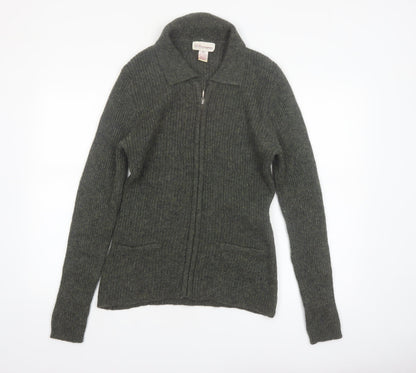 Classique Collections Women's Grey Wool Shetland Full Zip Jumper Size S