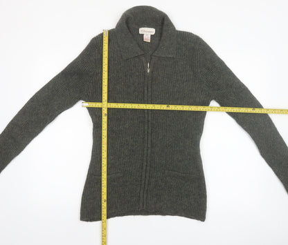 Classique Collections Women's Grey Wool Shetland Full Zip Jumper Size S