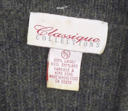 Classique Collections Women's Grey Wool Shetland Full Zip Jumper Size S