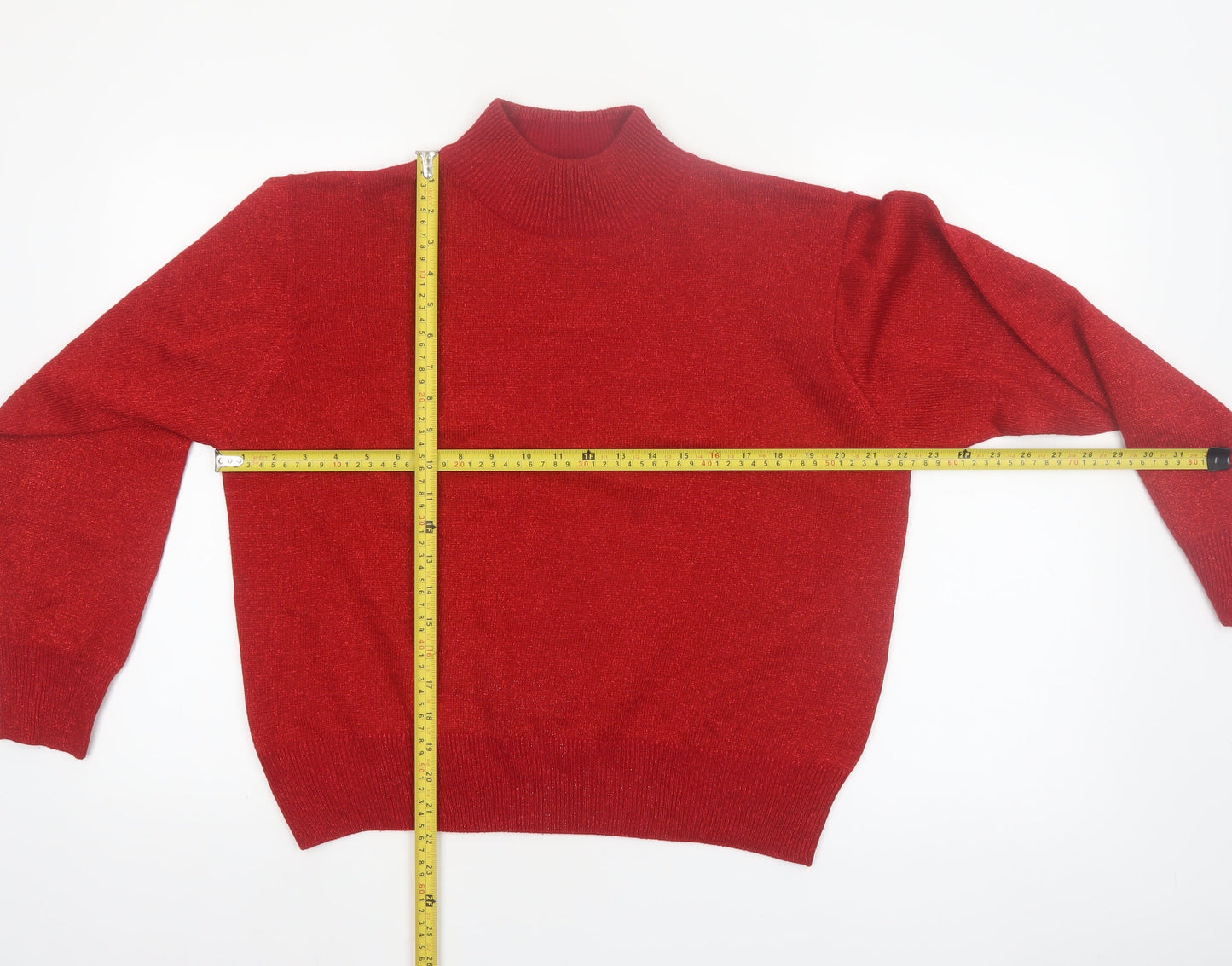 Milano Design Group Women's Red Mock Neck Pullover Jumper Size L