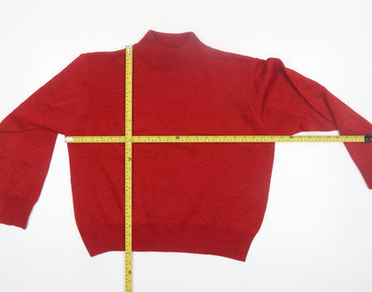 Milano Design Group Women's Red Mock Neck Pullover Jumper Size L