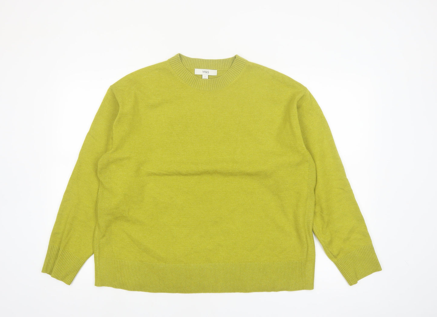 Marks and Spencer Women's Green Crew Neck Pullover Jumper Size L