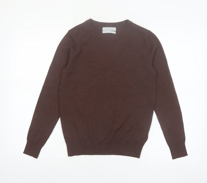 Marks and Spencer Women Brown Merino Wool Crew Neck Jumper Size 8