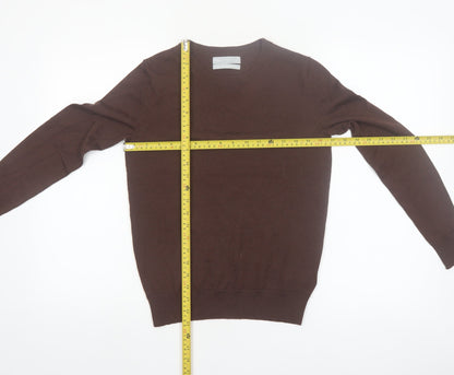 Marks and Spencer Women Brown Merino Wool Crew Neck Jumper Size 8
