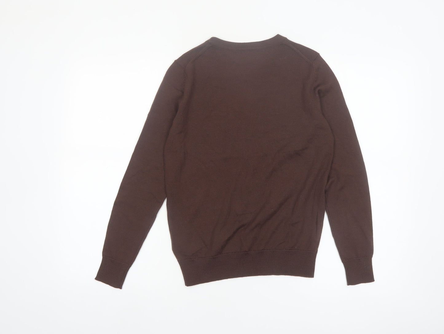 Marks and Spencer Women Brown Merino Wool Crew Neck Jumper Size 8