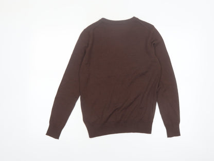 Marks and Spencer Women Brown Merino Wool Crew Neck Jumper Size 8