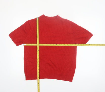 Sag Harbor Women's Red Short Sleeve Mock Neck Jumper Size S Acrylic Blend