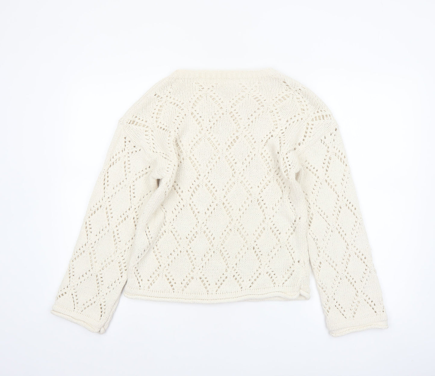 Marks and Spencer Women Ivory Open-Knit Jumper Medium