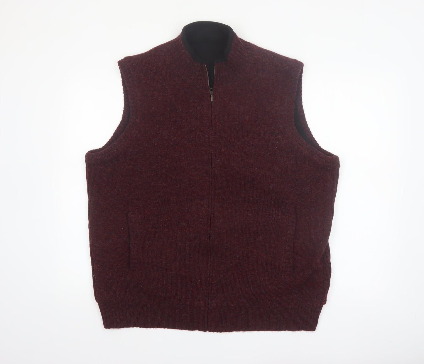 Pendleton Men's Brown Shetland Wool Full Zip Vest XL Classic Knit