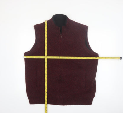 Pendleton Men's Brown Shetland Wool Full Zip Vest XL Classic Knit