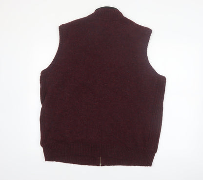 Pendleton Men's Brown Shetland Wool Full Zip Vest XL Classic Knit