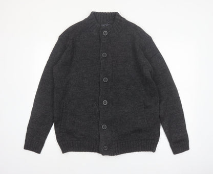 Woolovers Men Grey Wool Button Cardigan M Knit Jumper