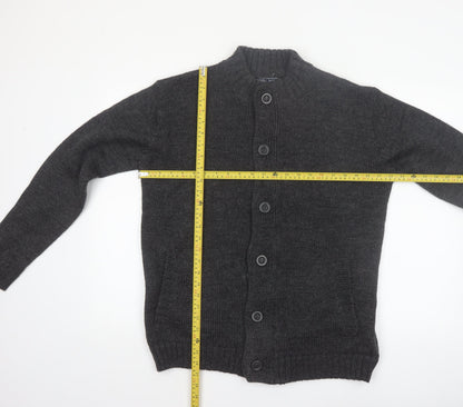 Woolovers Men Grey Wool Button Cardigan M Knit Jumper