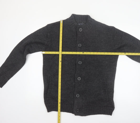 Woolovers Men Grey Wool Button Cardigan M Knit Jumper