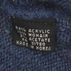 Lorien Scott Men's Blue Argyle V-Neck Mohair Blend Jumper M