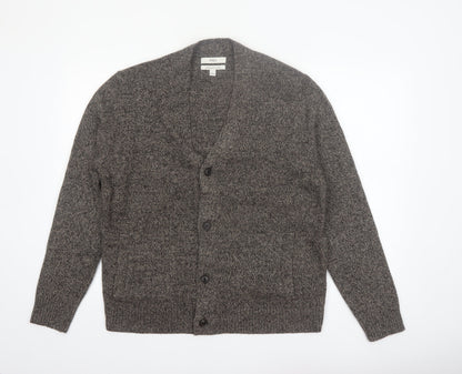 Marks and Spencer Mens Grey Lambswool Cardigan L V-Neck Knit Jumper