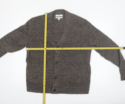Marks and Spencer Mens Grey Lambswool Cardigan L V-Neck Knit Jumper
