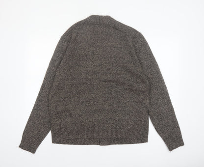 Marks and Spencer Mens Grey Lambswool Cardigan L V-Neck Knit Jumper