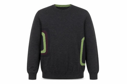 Nigel Hall Men’s Grey Wool Geometric Pullover Jumper Size L