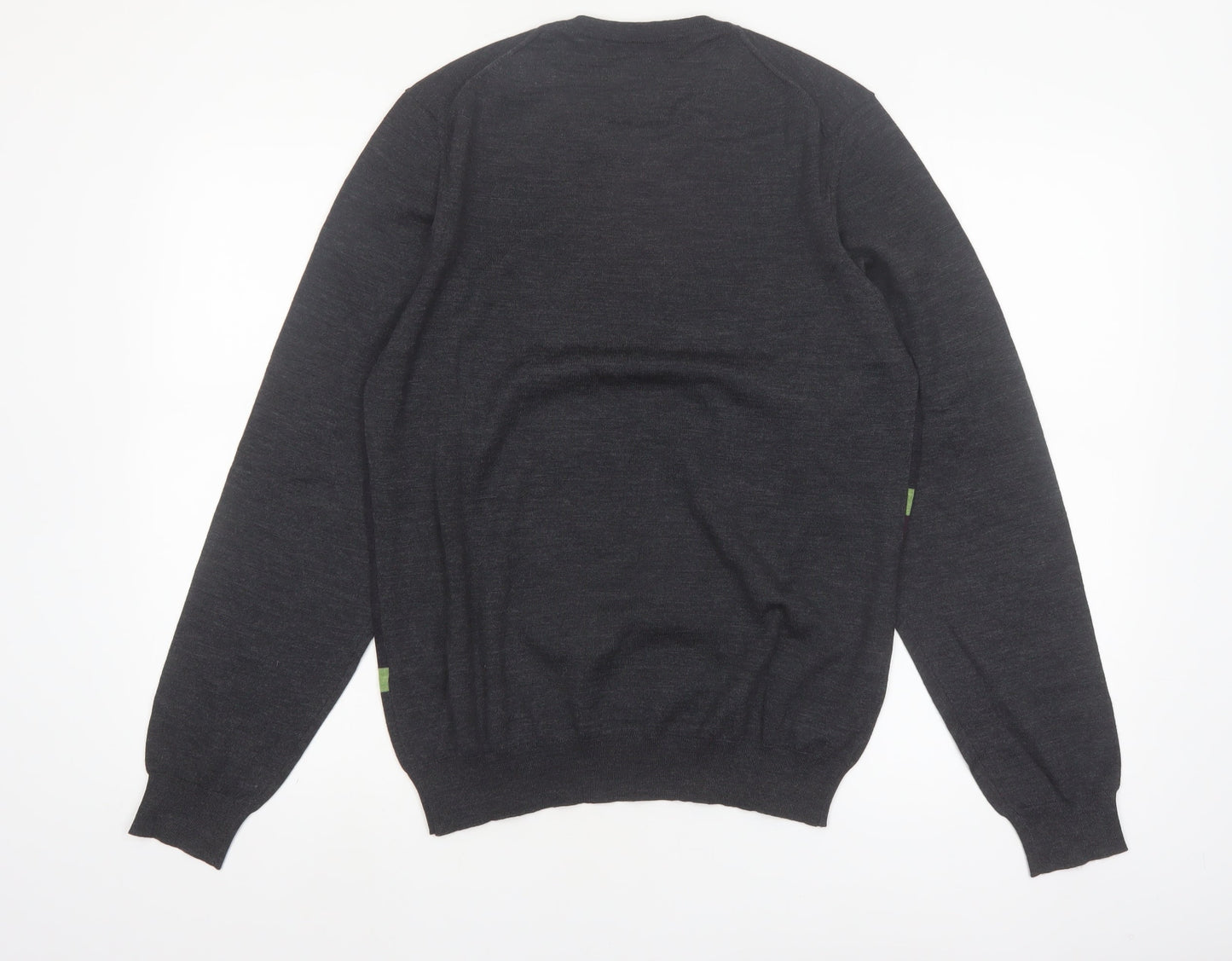 Nigel Hall Men’s Grey Wool Geometric Pullover Jumper Size L