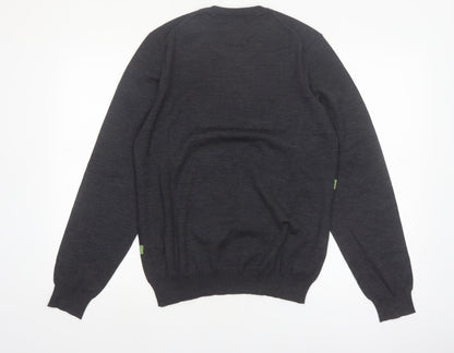 Nigel Hall Men’s Grey Wool Geometric Pullover Jumper Size L