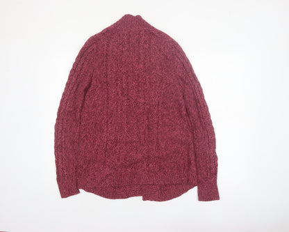 L.L. Bean Women's Burgundy Cable-Knit Cotton Cardigan Size S