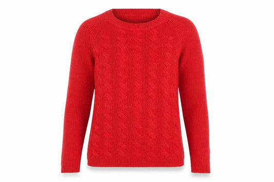 Liz Claiborne Women’s Red Cable-Knit Long Sleeve Pullover Jumper Size M