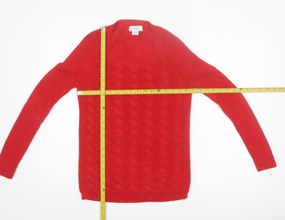 Liz Claiborne Women’s Red Cable-Knit Long Sleeve Pullover Jumper Size M