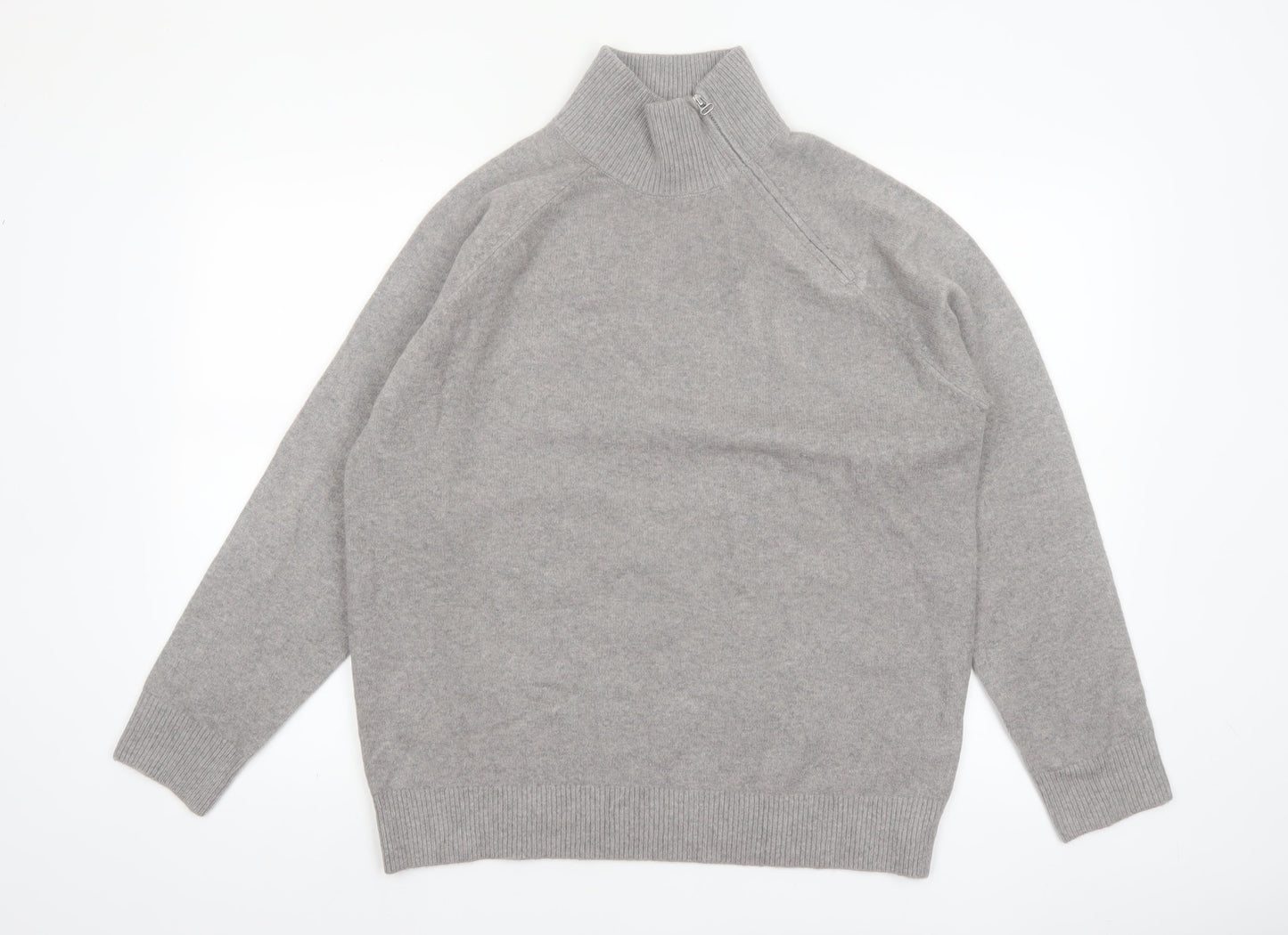 Marks and Spencer Women’s Grey High Neck Zip Pullover Jumper M