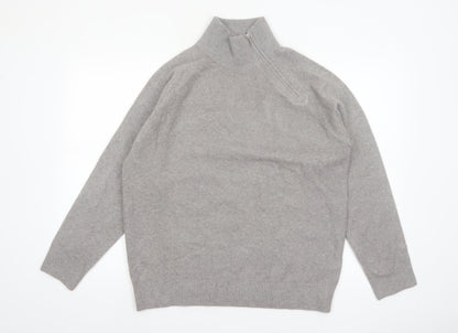 Marks and Spencer Women’s Grey High Neck Zip Pullover Jumper M