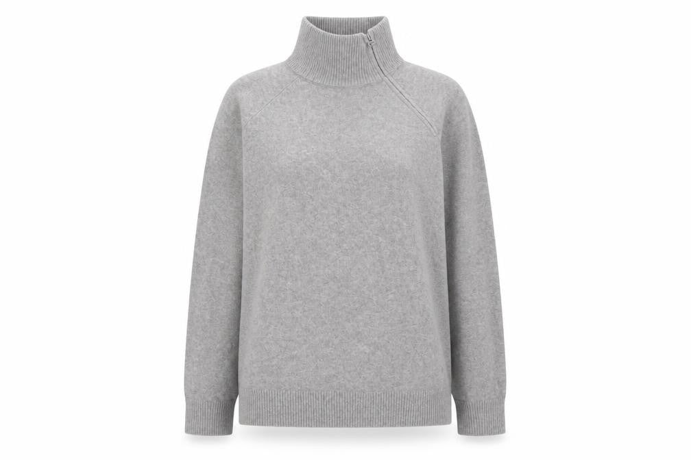 Marks and Spencer Women’s Grey High Neck Zip Pullover Jumper M