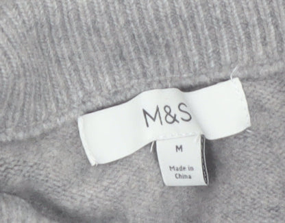 Marks and Spencer Women’s Grey High Neck Zip Pullover Jumper M