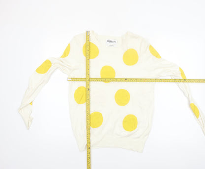 Essentiel Antwerp Women's Ivory Yellow Polka Dot Jumper M